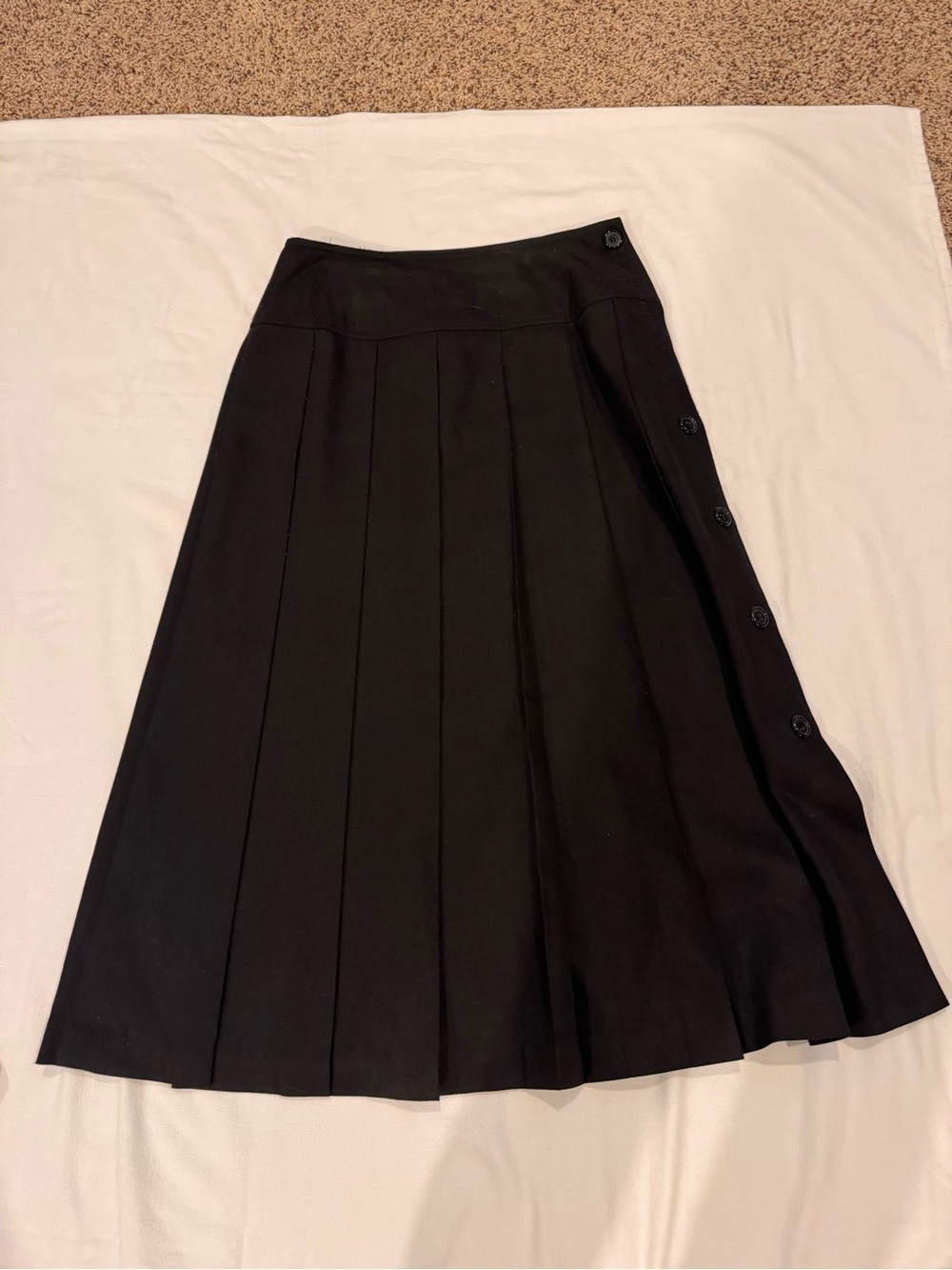 Chaus Black Panel Button-Trim Midi Skirt